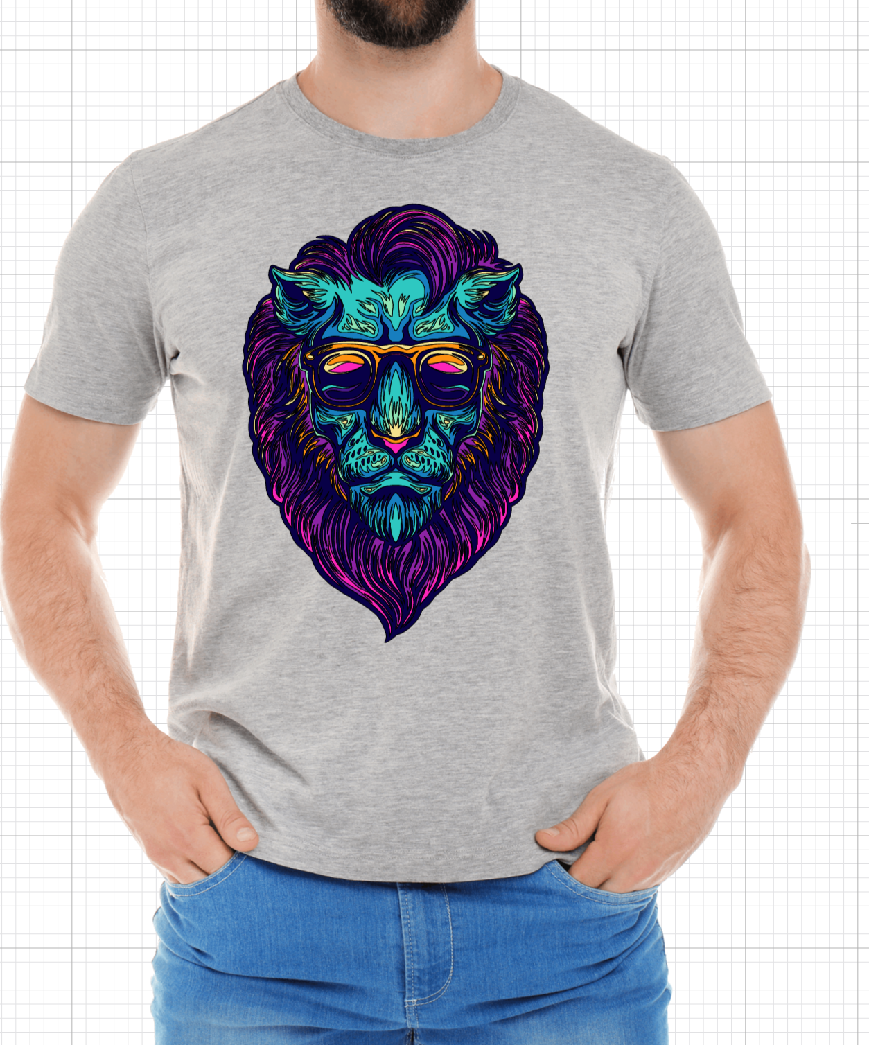 Retro Color Lion Short Sleeve Tshirt For Him