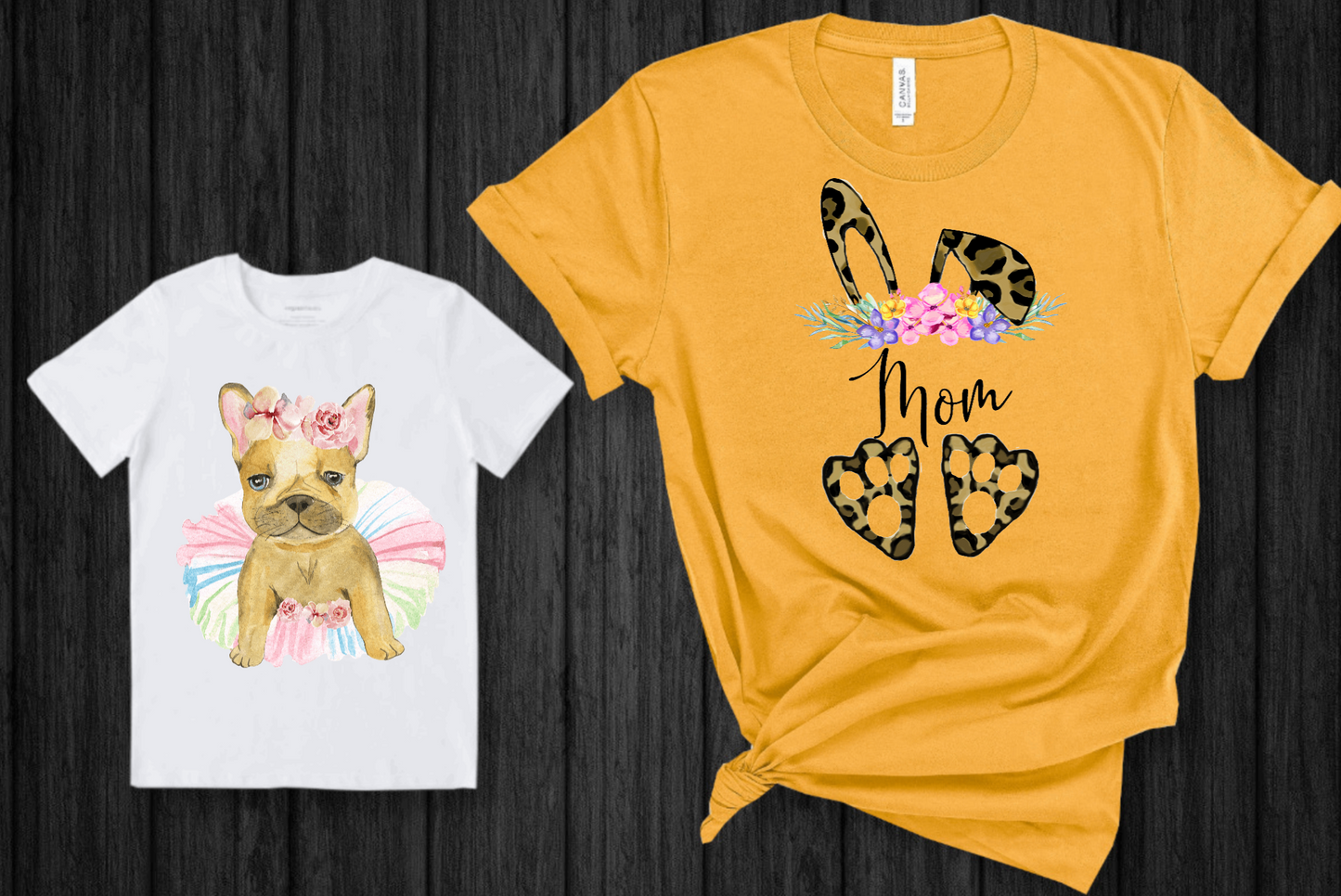 Mom with Leopard Print Bunny Ears and Feet Women's Short Sleeve Tshirt