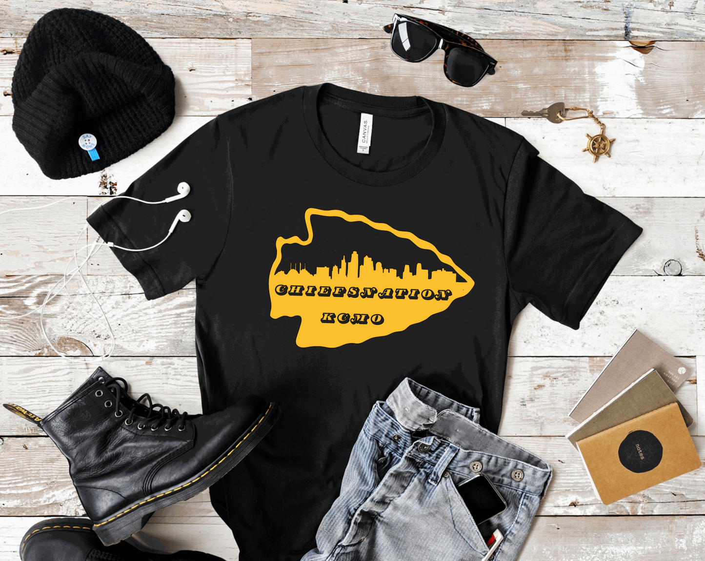 Chiefs Nation KCMO Skyline Arrowhead Short Sleeve Tshirt For Him