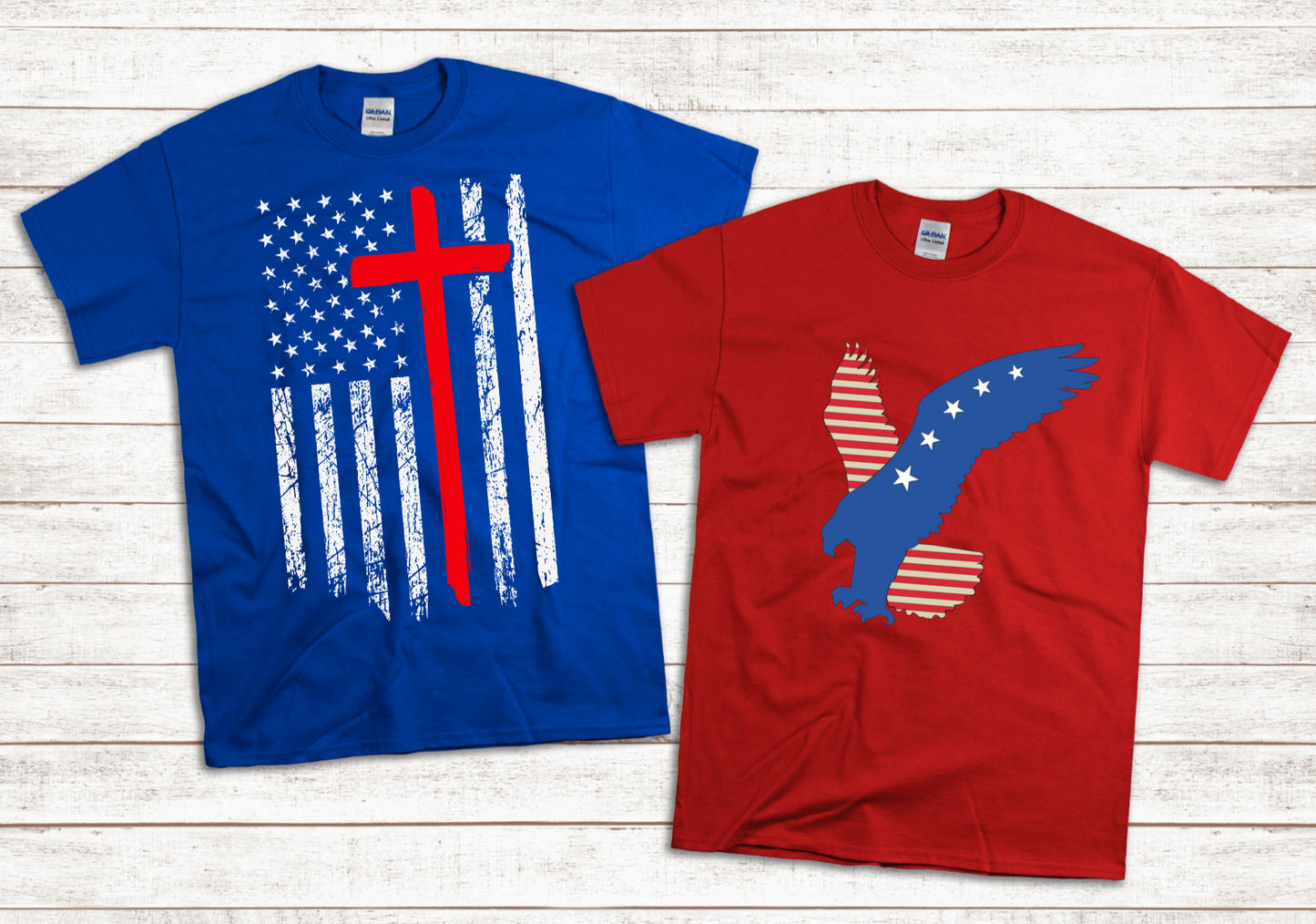 American Flag Cross or Eagle Short Sleeve Tshirt For Him