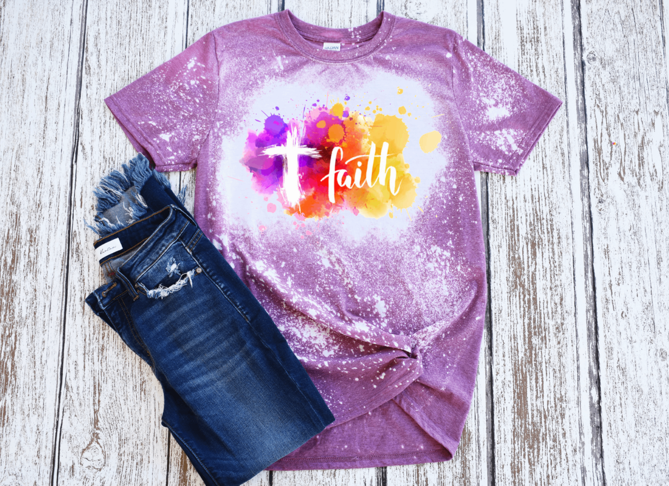 Faith Women's Short Sleeve Bleached Tshirt