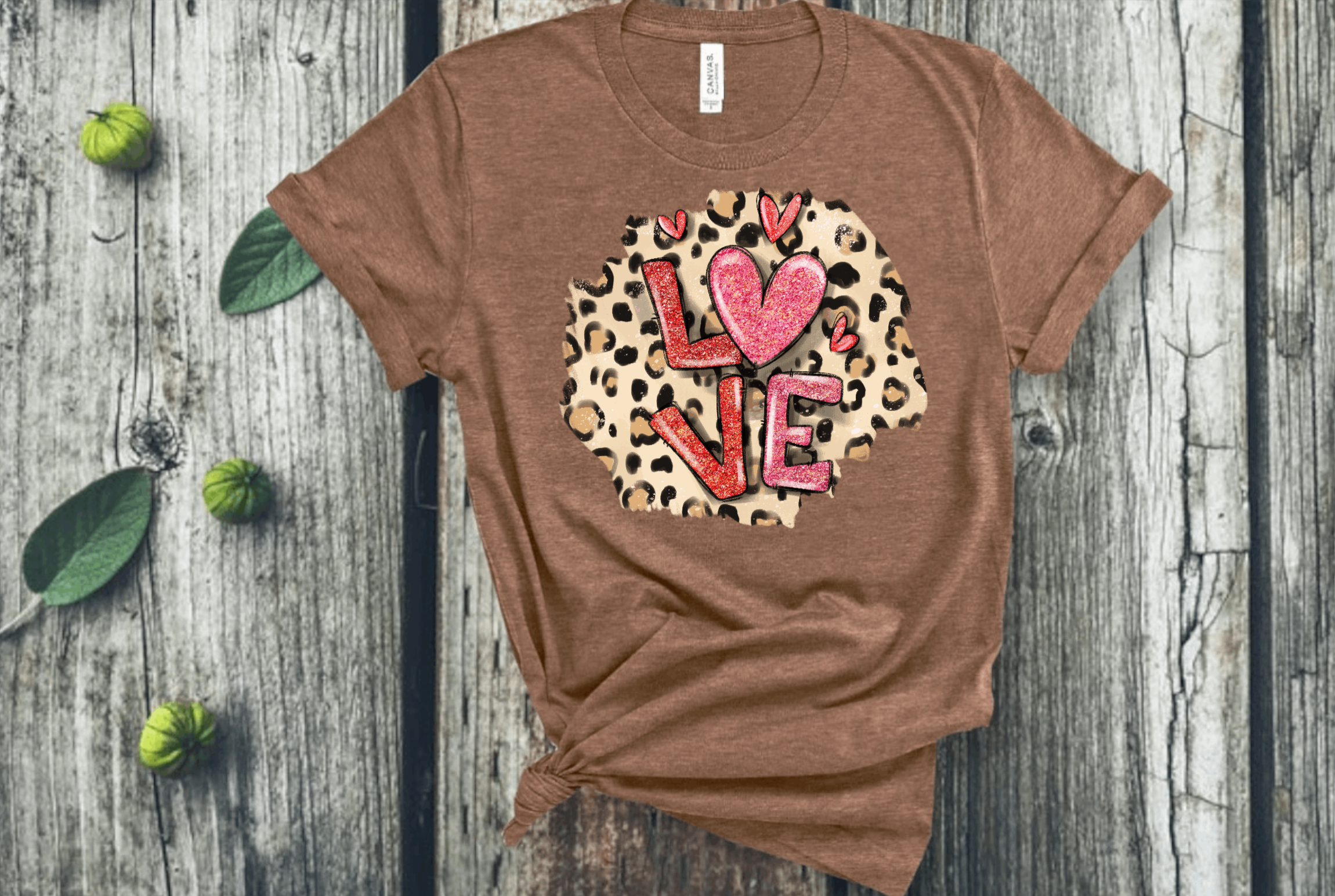 Leopard Print and LOVE Women's Short Sleeve Tshirt